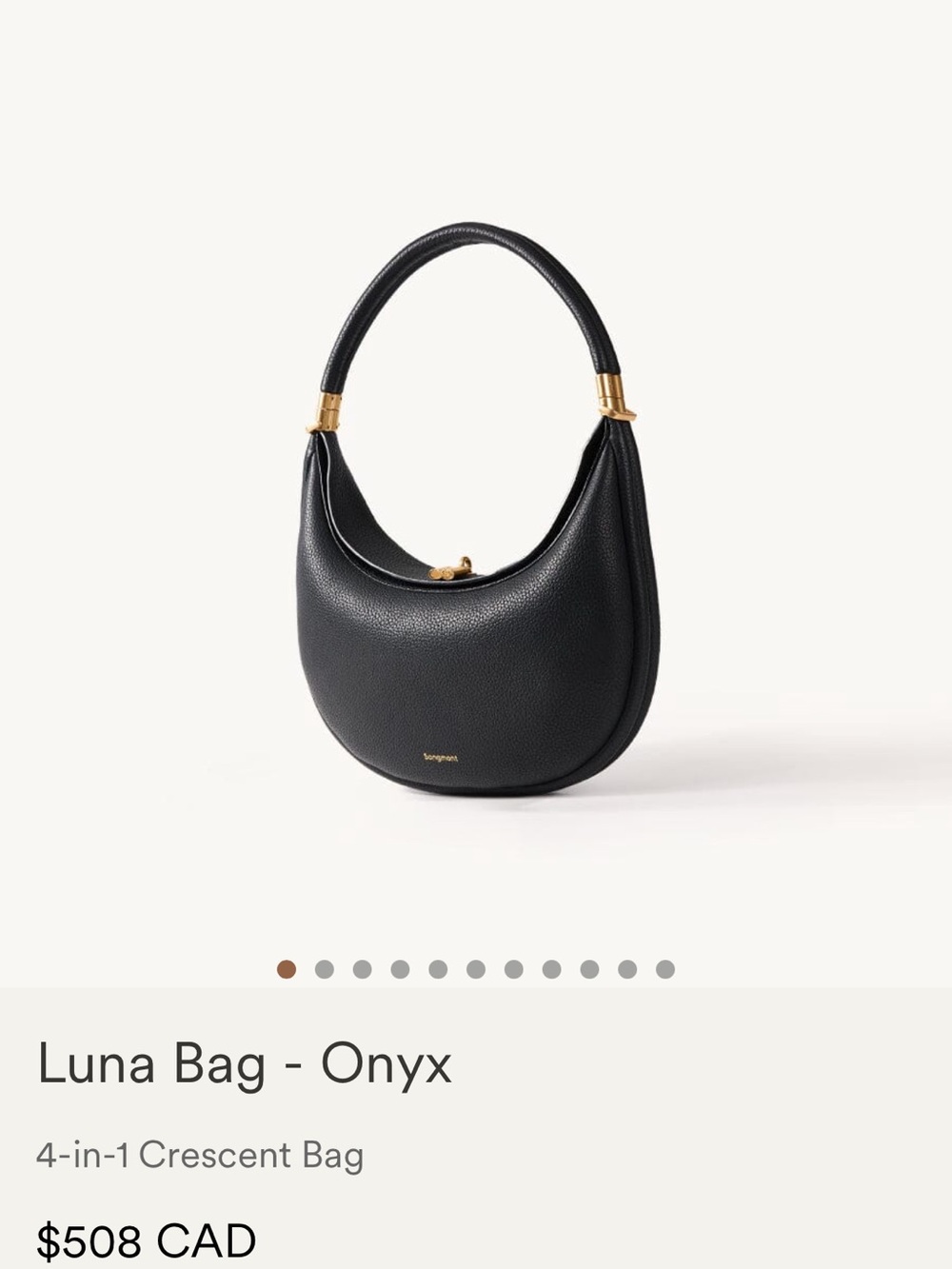Songmont Black Luna Crescent Shoulder Bag with Gold Hardware